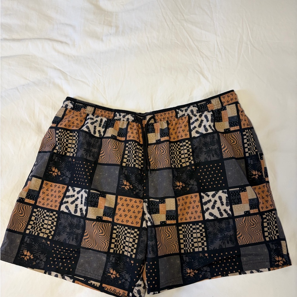 RIPZONE Patterned Black and Tan Men’s Swim Shorts